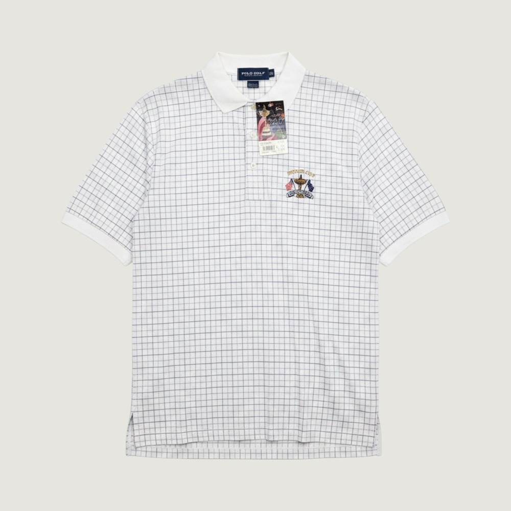 2004 NWT Polo Golf Ralph Lauren Ryder Cup Oakland Hills Polo White Grid Men Med